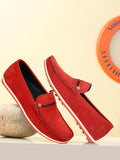 HAUTTON Red Casual Genuine Leather Sneakers for Men