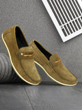 HAUTTON Olive Casual Genuine Leather Sneakers for Men