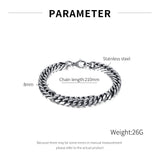 Prak Kinyued Premium Top Quality 316 Stainless Steel Silver Bracelet for Men **