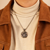 Prak Kinyued Premium Top Quality 316 Stainless Steel Silver Chain with Pendant for Men**