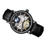 PRAK KINYUED AUTOMATIC WRIST WATCH- BLACK LEATHER STRAP
