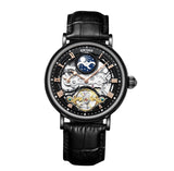 PRAK KINYUED AUTOMATIC WRIST WATCH- BLACK LEATHER STRAP