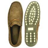 HAUTTON Olive Casual Genuine Leather Sneakers for Men