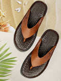 HAUTTON Men's Geniune Leather Stylish Padding Slipper | Casual & Comfortable Slippers/Sandals