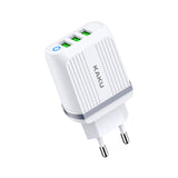 STIYA KAKU KSC 406 ZHIBO  Fast Mobile Charger for Android Phones 3.1 amp 3 USB Multiple Charger Triple Port Adapter for Android Phones with USB Fast Charging Data Cables (3 Ampere)