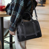 HAUTTON Women Genuine Leather Black Handbag