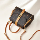 HAUTTON Women Cream and Brown Leather Hand-held Bag