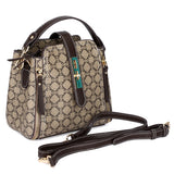 HAUTTON Women Cream and Brown Leather Hand-held Bag