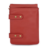 HAUTTON Unisex Genuine Leather Multi Purpose Cum Travel Bag with Adjustable Strap | 15 x 20 Inches - Red