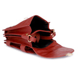 HAUTTON Unisex Genuine Leather Multi Purpose Cum Travel Bag with Adjustable Strap | 15 x 20 Inches - Red