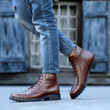 HAUTTON Men Black Ankle Length Boots