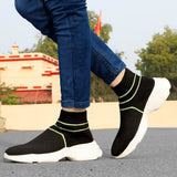 HAUTTON Men's Stylish Light-Weight Breathable Casual Sneakers | Ultra Soft Padding Socks Slip-On Running & Gym Shoes