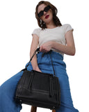 HAUTTON Women Genuine Leather Black Handbag