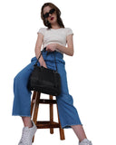 HAUTTON Women Genuine Leather Black Handbag