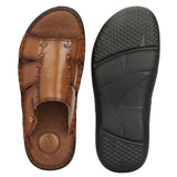 HAUTTON Men's Geniune Leather Stylish Padding Slipper | Casual & Comfortable Flat Sandals