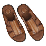 HAUTTON Men's Geniune Leather Stylish Padding Slipper | Casual & Comfortable Flat Sandals