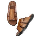 HAUTTON Men's Geniune Leather Stylish Padding Slipper | Casual & Comfortable Flat Sandals