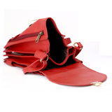 HAUTTON Unisex Genuine Leather Multi Purpose Cum Travel Bag with Adjustable Strap | 15 x 20 Inches - Red