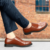 HAUTTON New Premium Formal Leather Derby Shoes for Men (Dark TAN Brown)