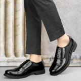 HAUTTON New Premium Formal Leather Derby Shoes for Men (Black