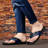 HAUTTON Men's Geniune Leather Stylish Padding Slipper | Casual & Comfortable Slippers / Sandals