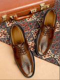 HAUTTON New Premium Formal Brougue Leather Derby Shoes for Men