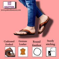 HAUTTON Men's Geniune Leather Stylish Padding Slipper | Casual & Comfortable Slippers / Sandals