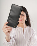 HAUTTON Casual Black Premium Unisex Long Leather Wallet