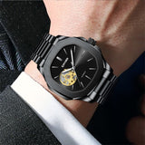 Prak Kinyued Automatic Wrist Watch – Black Stainless Steel Chain Strap