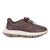 HAUTTON Genuine Leather Casual Sneakers for Men | Premium Leather Lace-Up Shoes | Cushioned Comfort Sole | Lightweight Everyday Walking Shoes | Brown