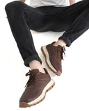 HAUTTON Genuine Leather Casual Sneakers for Men | Premium Leather Lace-Up Shoes | Cushioned Comfort Sole | Lightweight Everyday Walking Shoes | Brown