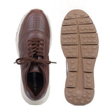 HAUTTON Genuine Leather Casual Sneakers for Men | Premium Leather Lace-Up Shoes | Cushioned Comfort Sole | Lightweight Everyday Walking Shoes | Brown