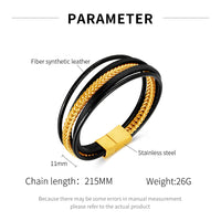 Prak Kinyued Premium Top Quality 316 Stainless Steel Faux leather Silver Bracelet for Men