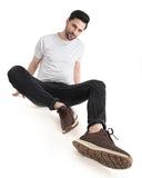 HAUTTON Genuine Leather Casual Sneakers for Men | Premium Leather Lace-Up Shoes | Cushioned Comfort Sole | Lightweight Everyday Walking Shoes | Brown