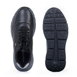 HAUTTON Genuine Leather Casual Sneakers for Men | Premium Leather Lace-Up Shoes | Cushioned Comfort Sole | Lightweight Everyday Walking Shoes | Black