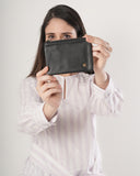 HAUTTON Classic Geniune Leather Small Coin Cum Cash Black Wallet For Unisex