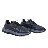 HAUTTON Genuine Leather Casual Sneakers for Men | Premium Leather Lace-Up Shoes | Cushioned Comfort Sole | Lightweight Everyday Walking Shoes | Black