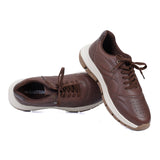 HAUTTON Genuine Leather Casual Sneakers for Men | Premium Leather Lace-Up Shoes | Cushioned Comfort Sole | Lightweight Everyday Walking Shoes | Brown