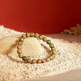 Prak Kinyued Healing Natural Unakite Stone Bracelet- Unisex Bracelet For Peace And Support Health Care