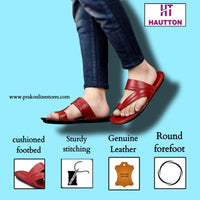 HAUTTON Men's Geniune Leather Casual Padding Slipper | Stylish & Comfortable Slippers / Sandals