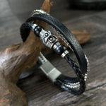 Prak Kinyued Premium Top Quality 316 Stainless Steel Faux leather Silver Bracelet for Men **