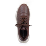 HAUTTON Genuine Leather Casual Sneakers for Men | Premium Leather Lace-Up Shoes | Cushioned Comfort Sole | Lightweight Everyday Walking Shoes | Brown