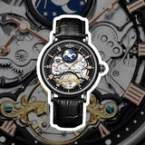 PRAK KINYUED AUTOMATIC WRIST WATCH- BLACK LEATHER STRAP