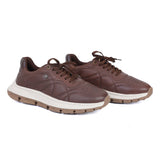 HAUTTON Genuine Leather Casual Sneakers for Men | Premium Leather Lace-Up Shoes | Cushioned Comfort Sole | Lightweight Everyday Walking Shoes | Brown
