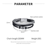 Prak Kinyued Premium Top Quality 316 Stainless Steel Faux leather Silver Bracelet for Men **