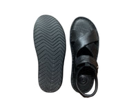 Hautton Men Geniune Leather Stylish Black and comfortable Comfy Padding Sandal For Men