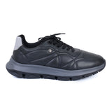 HAUTTON Genuine Leather Casual Sneakers for Men | Premium Leather Lace-Up Shoes | Cushioned Comfort Sole | Lightweight Everyday Walking Shoes | Black