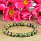 Prak Kinyued Healing Natural Unakite Stone Bracelet- Unisex Bracelet For Peace And Support Health Care