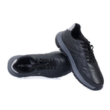 HAUTTON Genuine Leather Casual Sneakers for Men | Premium Leather Lace-Up Shoes | Cushioned Comfort Sole | Lightweight Everyday Walking Shoes | Black