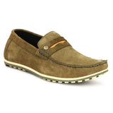 HAUTTON Olive Casual Genuine Leather Sneakers for Men